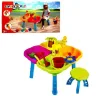 Столик для песка Kinder Way 4 отсека 60см со стульчиком и песочным набором: лейка, ведро, формочки