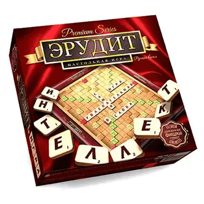 Настольная игра Эрудит Danko Toys Premium серия укр.язык игровое поле 47х47см деревянные фишки