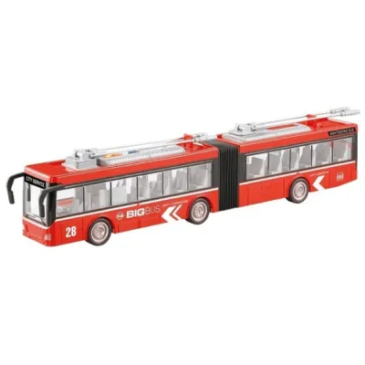 Троллейбус-гармошка Wenyi красный 43 см, звук, свет WY915A